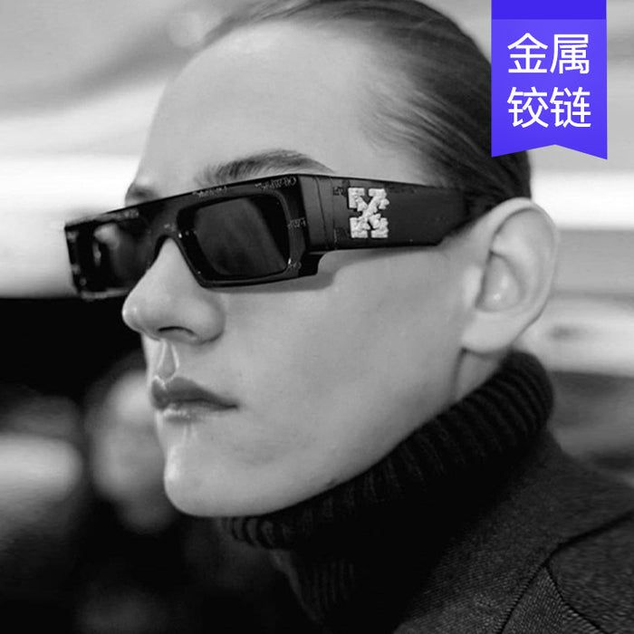 Jewelry WholesaleWholesale square frame personality snowflake hip hop metal hinged sunglasses JDC-SG-JiaW008 Sunglasses 嘉威 %variant_option1% %variant_option2% %variant_option3%  Factory Price JoyasDeChina Joyas De China