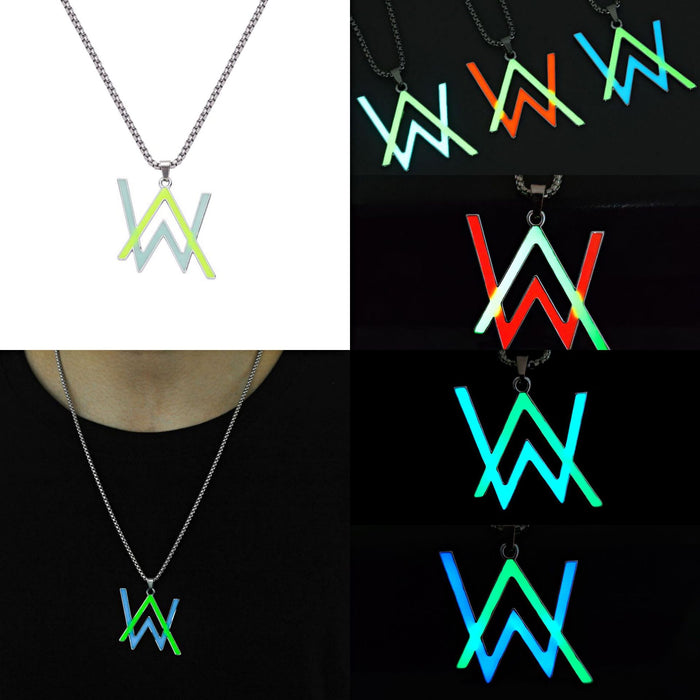 Wholesale Necklace Stainless Steel Waterproof Letter Luminous MOQ≥2 JDC-NE-ZiFei008