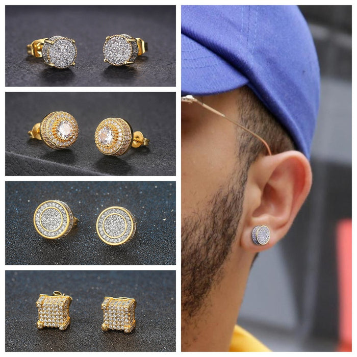 Jewelry WholesaleWholesale Hip Hop Full Zircon Micro Inset Stud Earrings For Men JDC-ES-ZY001 Piercing 佐伊凯丽 %variant_option1% %variant_option2% %variant_option3%  Factory Price JoyasDeChina Joyas De China