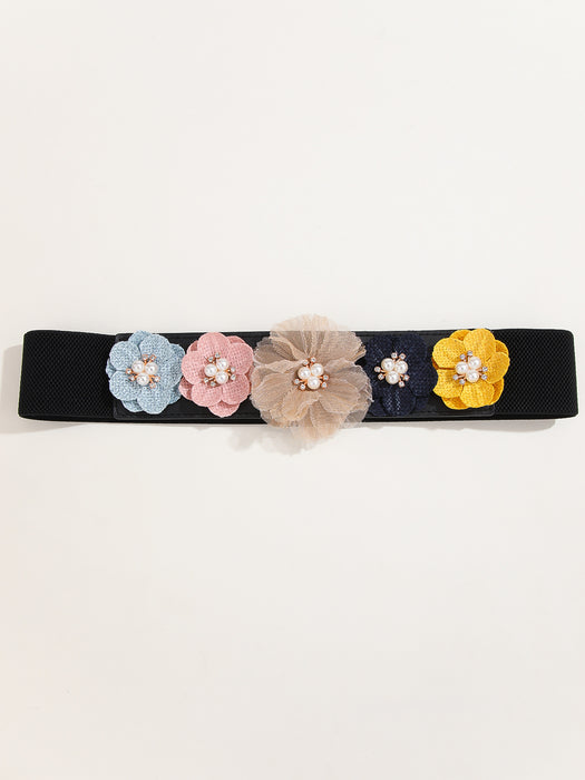 Wholesale Elastic Girdle Flower Pearl Belt JDC-WB-SuiY003