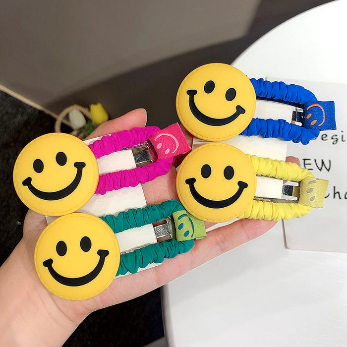 Wholesale Colored Frilled Edge Clip Large Smiley Hair Clip JDC-HC-HShi004