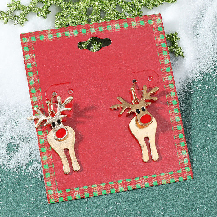 Wholesale Earrings Alloy Enamel Christmas Elk Snowflakes JDC-ES-A555