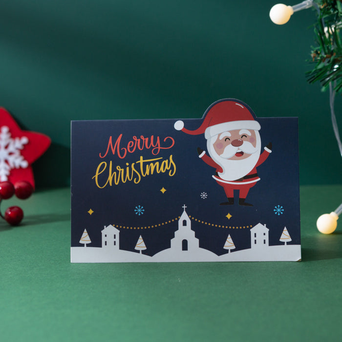 Wholesale Greeting Card Paper Cartoon Santa Claus Snowman Blessing Message Small Card 10pcs JDC-GC-SenS001