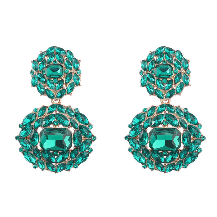 Wholesale Colored Diamond Multilayer Alloy Diamond Geometric Earrings JDC-ES-JL999