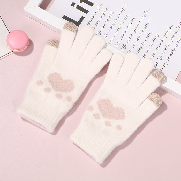 Wholesale Gloves Woolen Cute Cat Claws Warm and Cold Protection Touch Screen MOQ≥2 JDC-GS-JiaT009