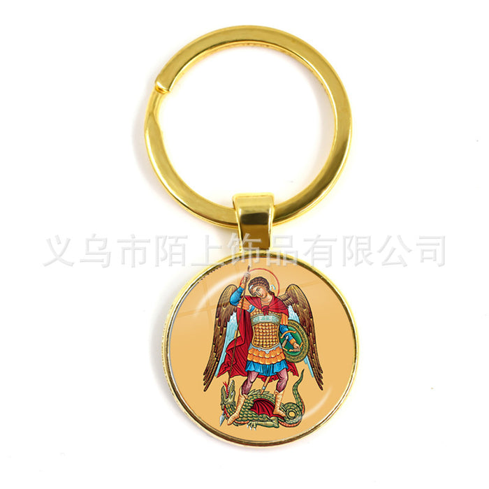 Wholesale St.Michael Russian Orthodox Time Gemstone Zinc Alloy Keychain JDC-KC-MoS001