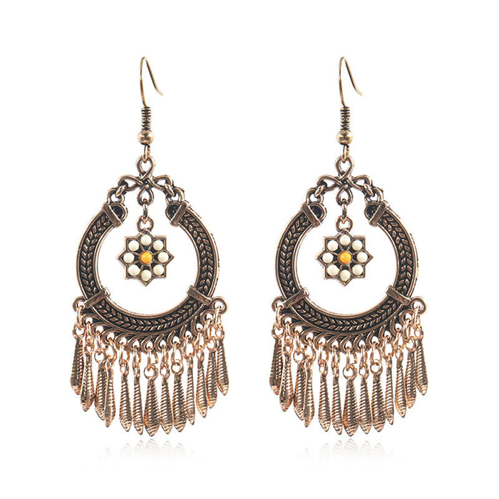 Wholesale Earrings Alloy Bohemian Oval Flowers JDC-ES-momo012