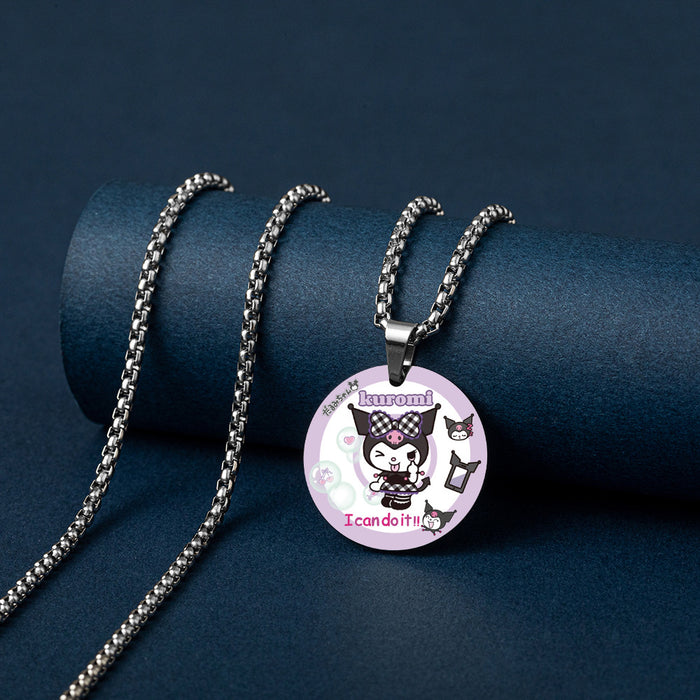 Wholesale Necklace Stainless Steel Cute Cartoon Round Color Printing MOQ≥2 (S) JDC-NE-HuanYu007