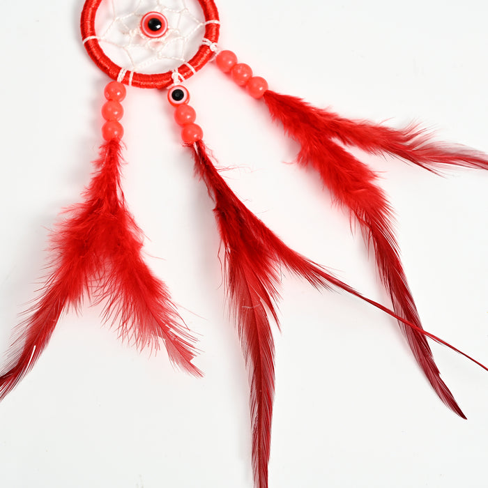 Wholesale Iron Ring Feather Beads Silk Thread Dreamcatcher Keychain MOQ≥2 JDC-KC-JunX002