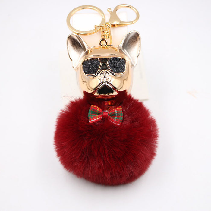 Jewelry WholesaleWholesale French Bulldog Alloy Faux Hair PVC Hairball Pom Pom  Keychain JDC-KC-Zuge017 Keychains 祖格 %variant_option1% %variant_option2% %variant_option3%  Factory Price JoyasDeChina Joyas De China