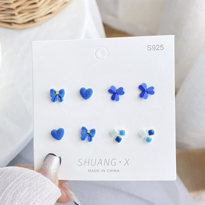 Wholesale ceramic silver needle fresh girl heart week earrings JDC-ES-shuangx001