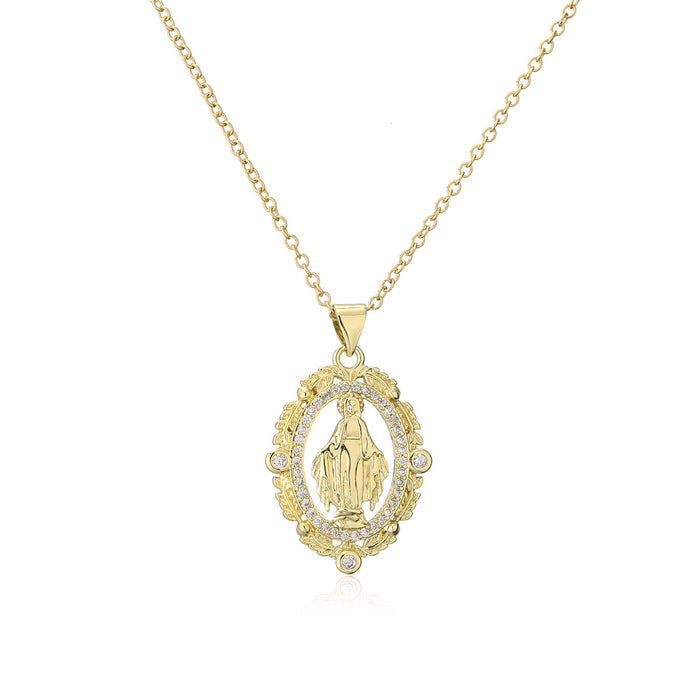 Jewelry WholesaleWholesale copper plated 18K gold micro-encrusted zircon Virgin Necklace JDC-NE-AG142 Necklaces 澳古 %variant_option1% %variant_option2% %variant_option3%  Factory Price JoyasDeChina Joyas De China