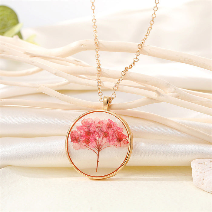 Jewelry WholesaleWholesale vintage round resin dried flower necklace MOQ≥3 JDC-NE-Juej011 Necklaces 觉际 %variant_option1% %variant_option2% %variant_option3%  Factory Price JoyasDeChina Joyas De China