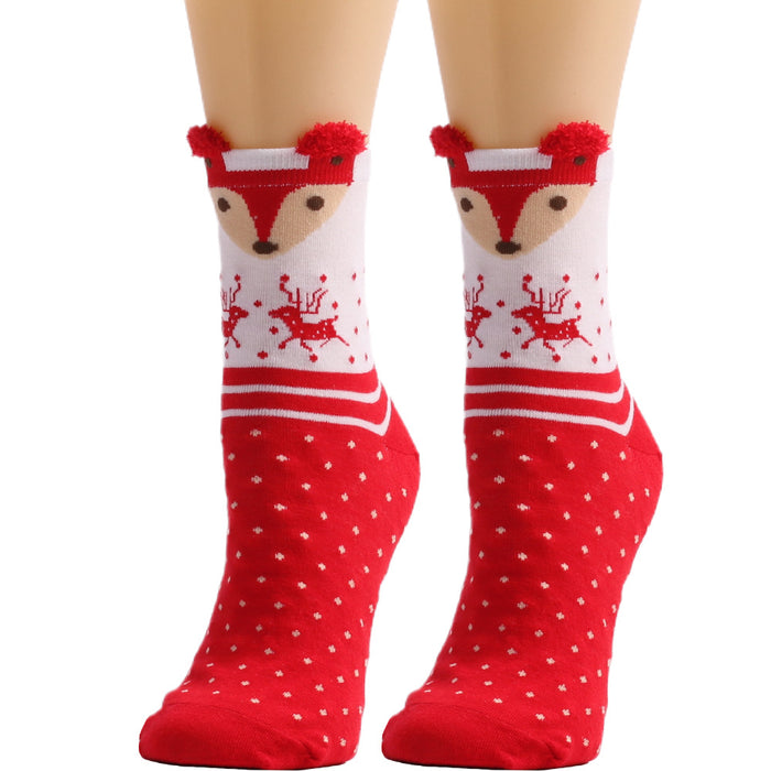 Wholesale Socks Polyester Stretch Silk Christmas Elk Stockings MOQ≥3 JDC-SK-XQ010