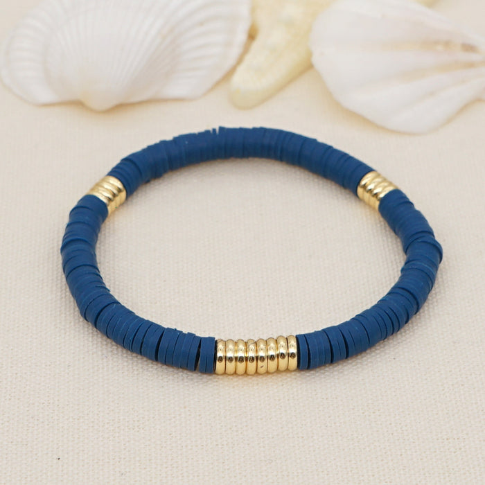 Wholesale Ethnic Style Stainless Steel Gold Plated Spacer Bracelet White Clay bead bracelet  JDC-BT-YuX001