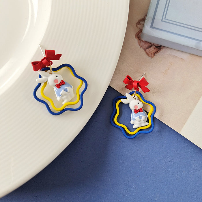 Wholesale Earring Alloy Cute Bow Bunny JDC-ES-BLD005