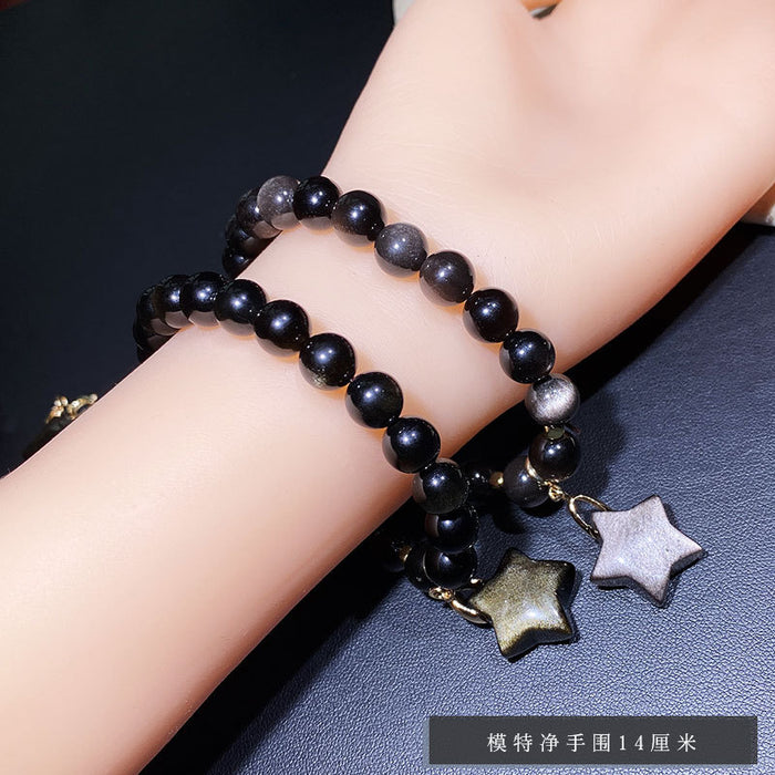 Jewelry WholesaleWholesale Obsidian Star Bare Stone Pentagram Hanging Bracelet JDC-BT-BaiM001 Bracelet 百慕 %variant_option1% %variant_option2% %variant_option3%  Factory Price JoyasDeChina Joyas De China