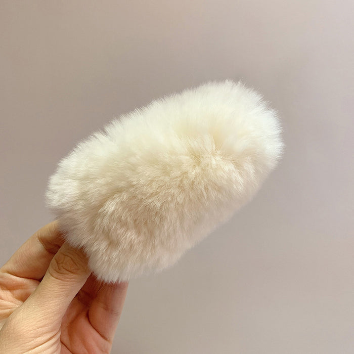 Wholesale big hair hair clip solid color cute top clip real rex rabbit hair MOQ≥2 JDC-HC-Mer003