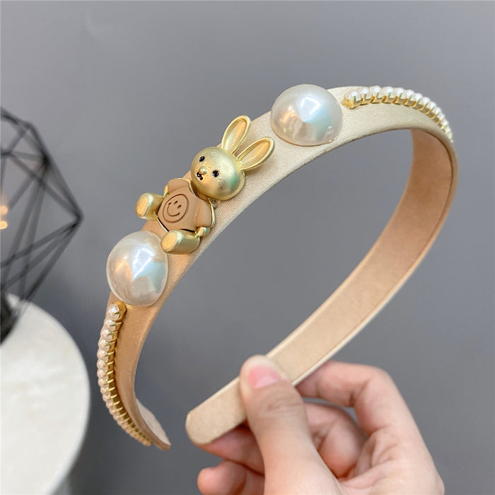 Wholesale Bunny Pearl Headband MOQ≥2 JDC-HD-HuiY019