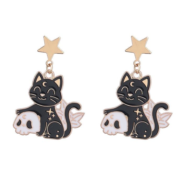 Wholesale Earrings Alloy Enamel Halloween Zombie Kitten Rabbit JDC-ES-JL1033