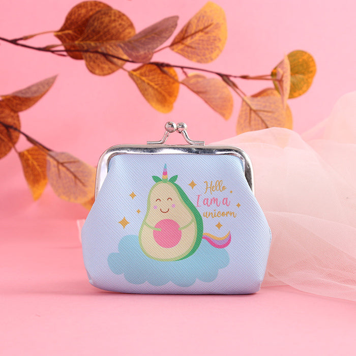 Wholesale Wallet PU Cute Avocado Children's Iron Buckle Coin Purse MOQ≥3 JDC-WT-Hongqiong005