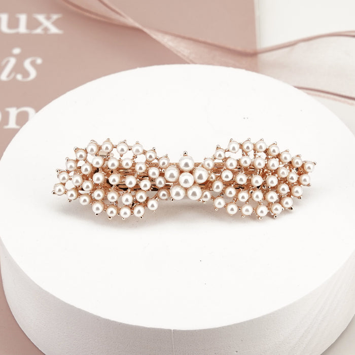 Wholesale Hair Clips Alloy Artificial Pearl Bow MOQ≥2 JDC-HC-HG015