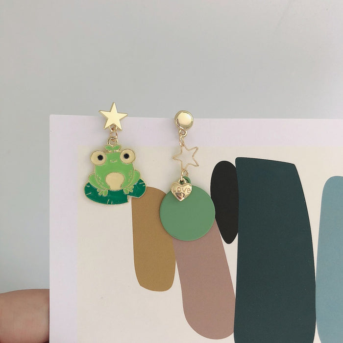 Wholesale Alloy Diving Frog Earrings Asymmetrical JDC-ES-MoN013