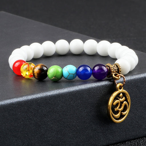 Jewelry WholesaleWholesale Aum Charm Beaded Alloy Color Stone Bracelet JDC-BT-JiuJ021 Bracelet 九江 %variant_option1% %variant_option2% %variant_option3%  Factory Price JoyasDeChina Joyas De China