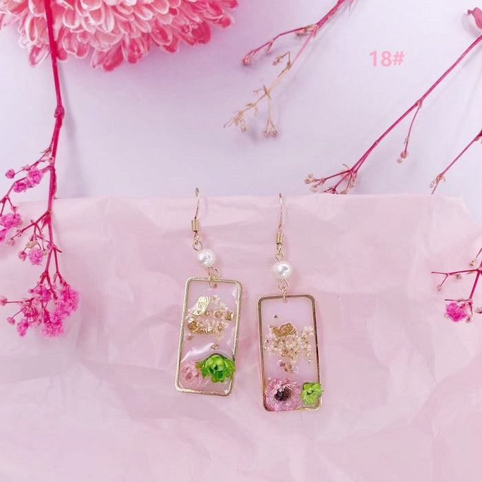 Jewelry WholesaleWholesale geometric natural rose pearl dried flower earrings JDC-ES-XuanY006 Earrings 宣妍 %variant_option1% %variant_option2% %variant_option3%  Factory Price JoyasDeChina Joyas De China