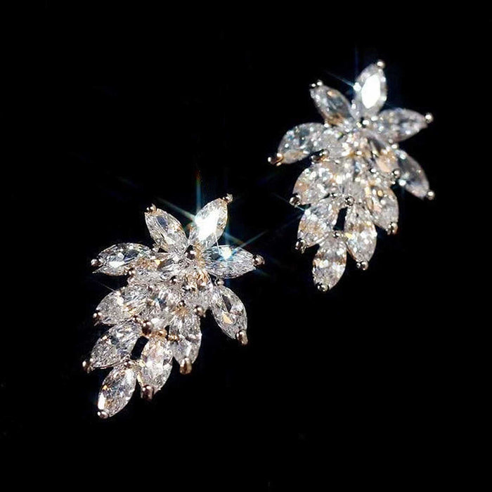 Wholesale Earrings Copper Zircon Creative Leaves MOQ≥2 JDC-PREMCAOS-ES-006