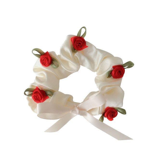 Wholesale fabric vintage rose large intestine hair tie bow JDC-HS-tengZ007