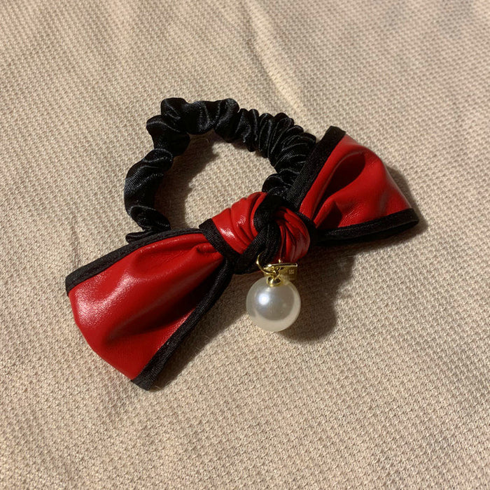 Jewelry WholesaleWholesale Faux Leather Bow Knot Hair Scrunchies JDC-HS-SJ002 Hair Scrunchies 尚捷 %variant_option1% %variant_option2% %variant_option3%  Factory Price JoyasDeChina Joyas De China