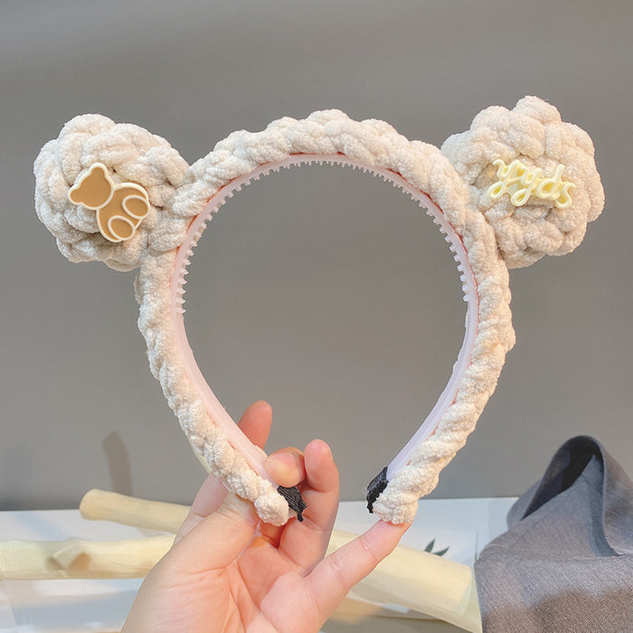 Wholesale toothed non-slip knitted crocheted wool face wash headband mask mask headband JDC-HD-Lyuan001