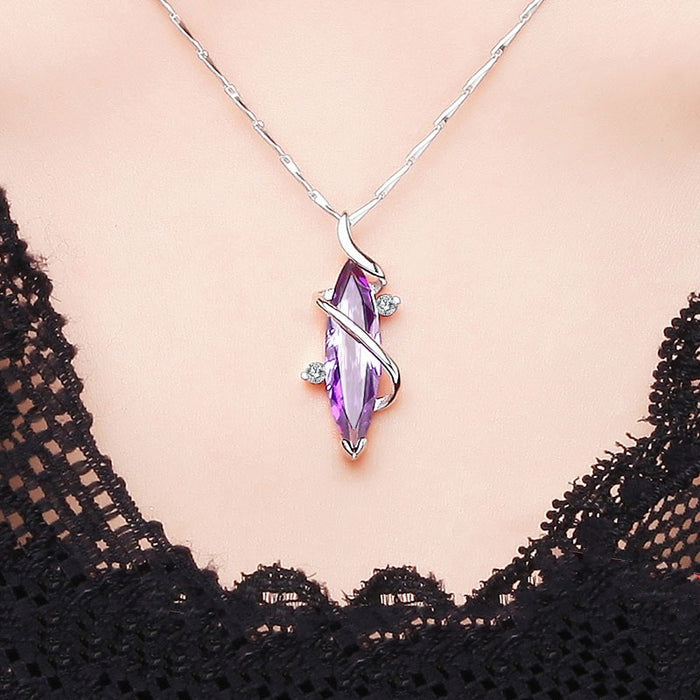 Jewelry WholesaleWholesale Amethyst Marquise Necklace (with Chain) JDC-NE-Caos006 Necklaces 曹适 %variant_option1% %variant_option2% %variant_option3%  Factory Price JoyasDeChina Joyas De China