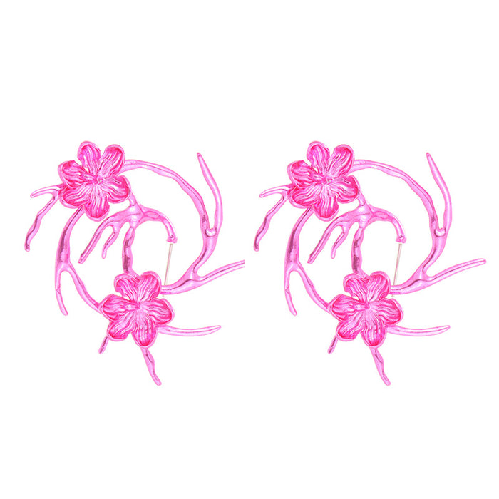 Wholesale Earrings alloy personality metal florals flower exaggeration MOQ≥2 JDC-ES-KenJ003