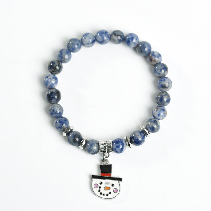 Wholesale Bracelet Crystal Color Christmas Cute Snowman Pendant Beaded JDC-BT-ZhiSF005