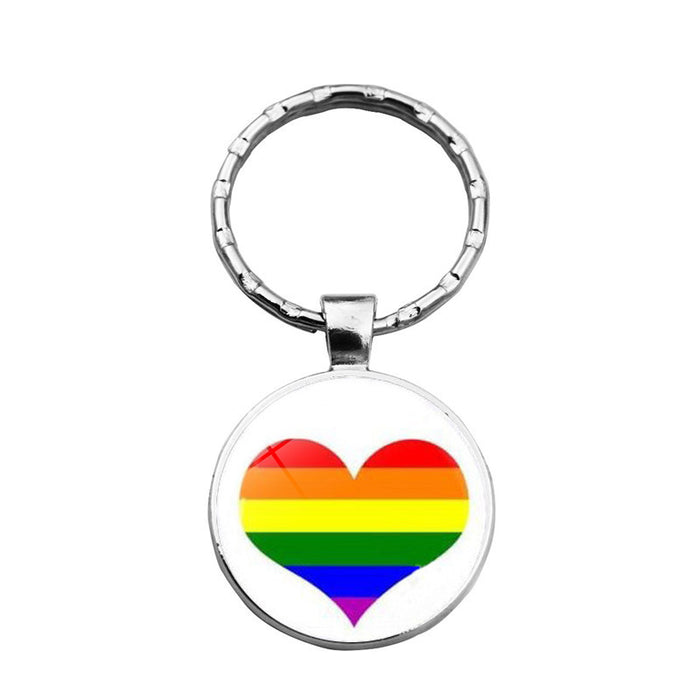 Wholesale LGBT Pride Day Alloy Glass Gemstone Keychain JDC-KC-XuS020