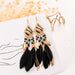 Jewelry WholesaleWholesale Boho Rice Beads Feather Tassel Alloy Earrings JDC-ES-Daiq030 Earrings 黛茜 %variant_option1% %variant_option2% %variant_option3%  Factory Price JoyasDeChina Joyas De China