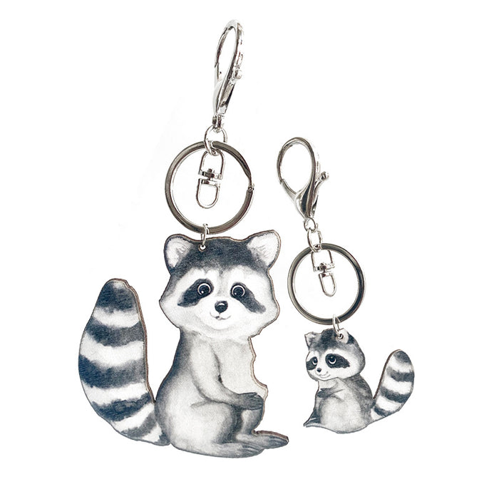 Wholesale Cat Raccoon Hedgehog Wood Keychain MOQ≥2 JDC-KC-HeYi009