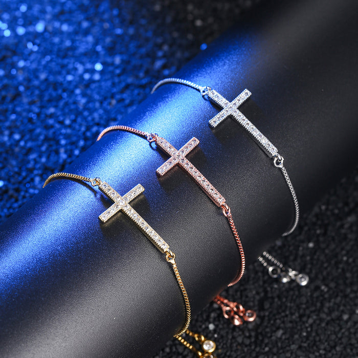 Jewelry WholesaleWholesale Zircon Jewelry Adjustable Cross Bracelet JDC-BT-ZhuJ011 Bracelet 诛积 %variant_option1% %variant_option2% %variant_option3%  Factory Price JoyasDeChina Joyas De China