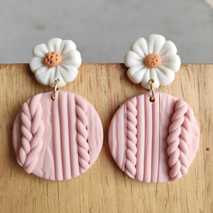 Wholesale Women's Earrings Handmade Soft Pottery Flower Earrings  MOQ≥3 JDC-ES-heyi015