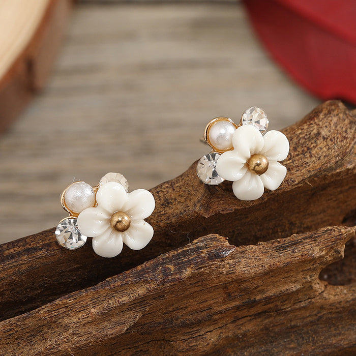 Wholesale Earrings Alloy Flower Pearls MOQ≥2 JDC-ES-KaiQ062