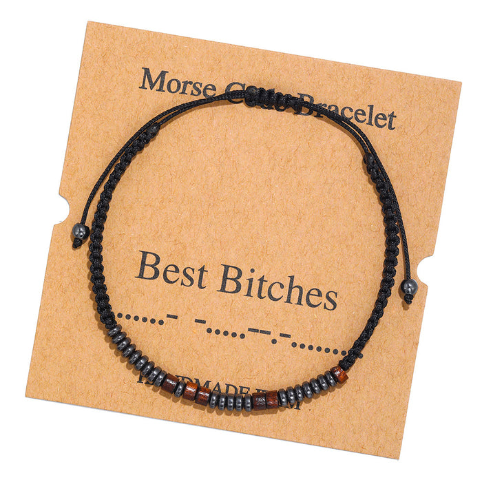 Wholesale Morse Code Crystal Couple Bracelet JDC-BT-ZhuJ003