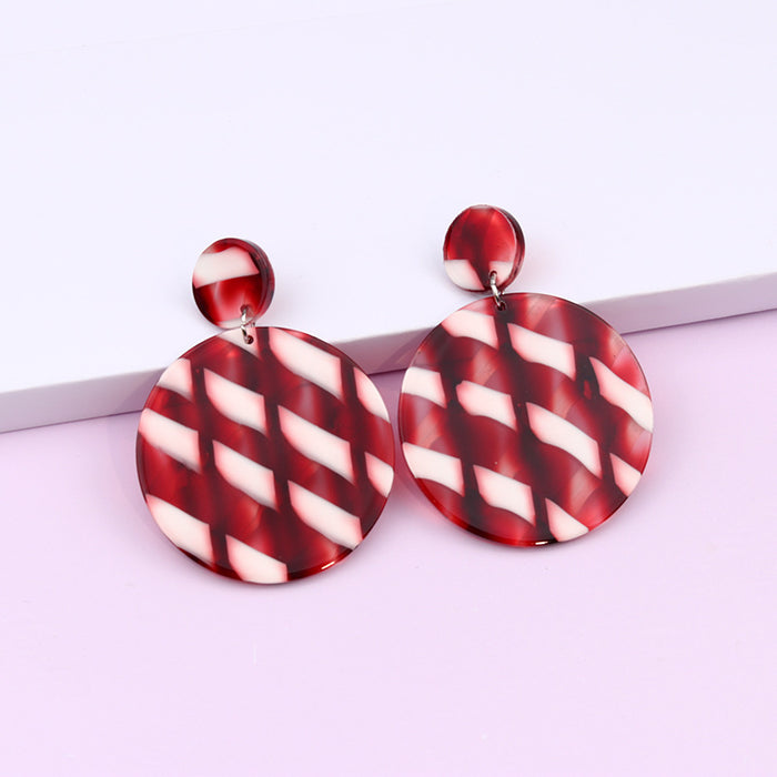 Wholesale Stripe Collection Acetate Geometric Round Earrings JDC-ES-DUAI017