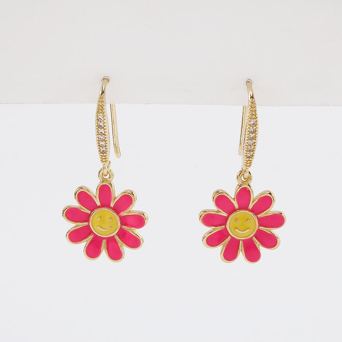 Wholesale Small Daisy Earrings Personality Sweet Micro Inlay JDC-ES-Qiandi003