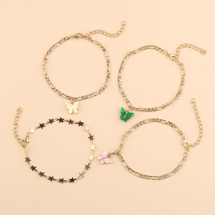 Jewelry WholesaleWholesale fashion personalized contrast color butterfly Anklets JDC-AS-YeB012 Anklet 烨贝 %variant_option1% %variant_option2% %variant_option3%  Factory Price JoyasDeChina Joyas De China