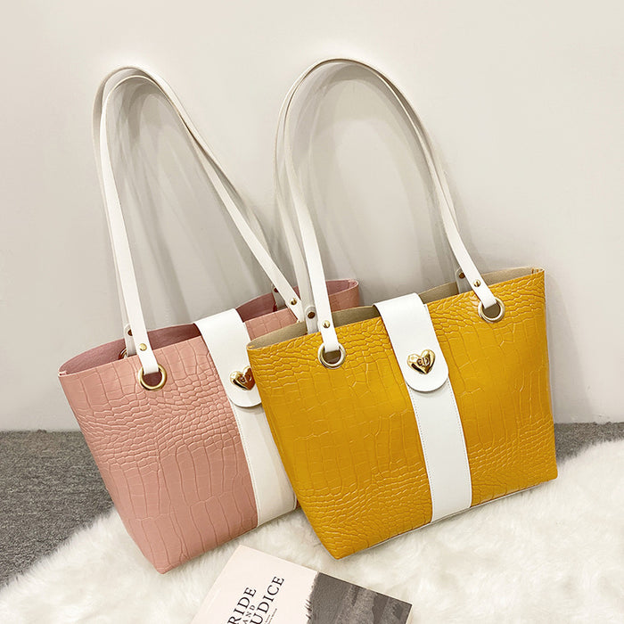 Wholesale Handbag PU Colorblock Crocodile Pattern Large Capacity JDC-HB-Zhonghao003