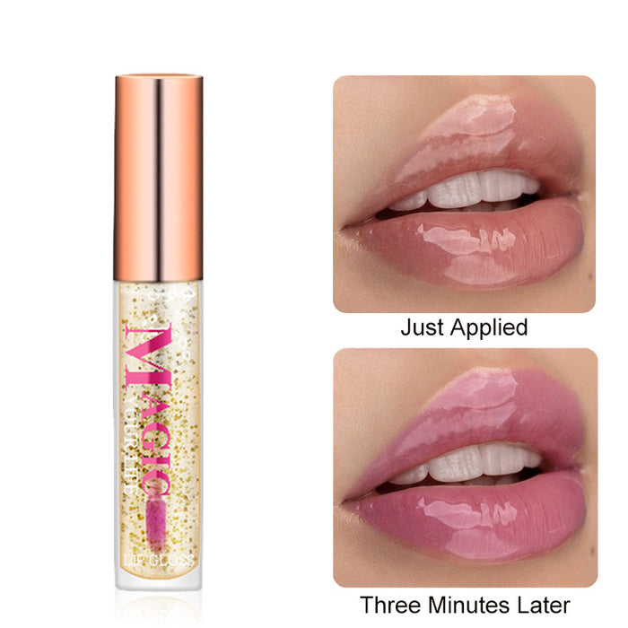 Wholesale discoloration lip oil with gold leaf fragments moisturizing discoloration JDC-MK-MTeng006