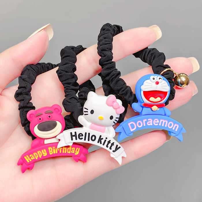 Wholesale cartoon kt cat letter brand hair ring fabric pleated small intestine ring JDC-HS-HShi001