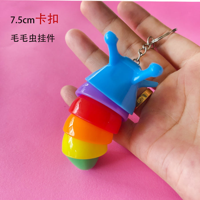 Wholesale Keychains For Backpacks keychain caterpillar pendant decompression toy slug slug keychain bag pendant MOQ≥2 JDC-KC-YDuo001